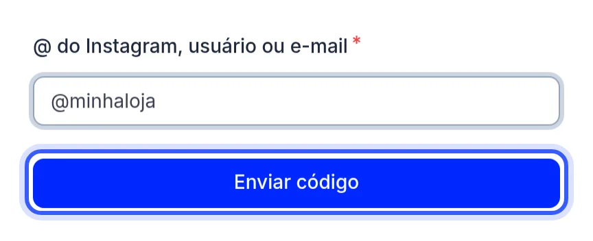 Campo de identificação com o botão Enviar código