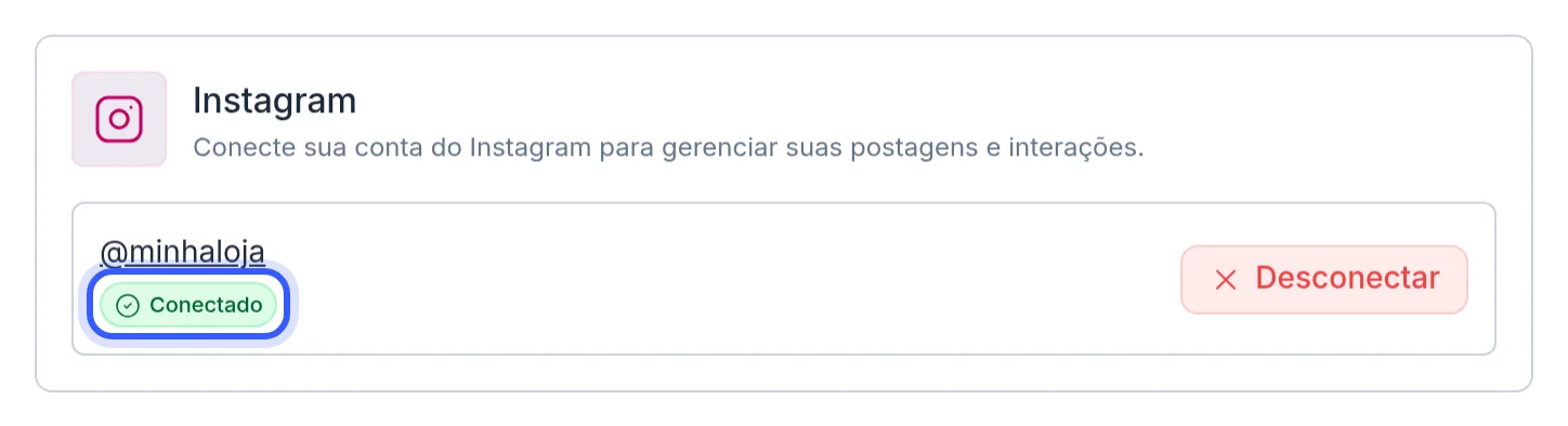 Instagram reconectado na página Canais