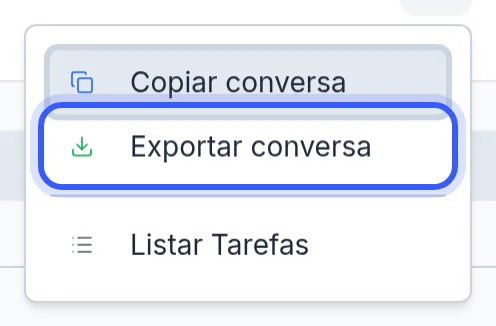 Menu Mais opções no cabeçalho da conversa