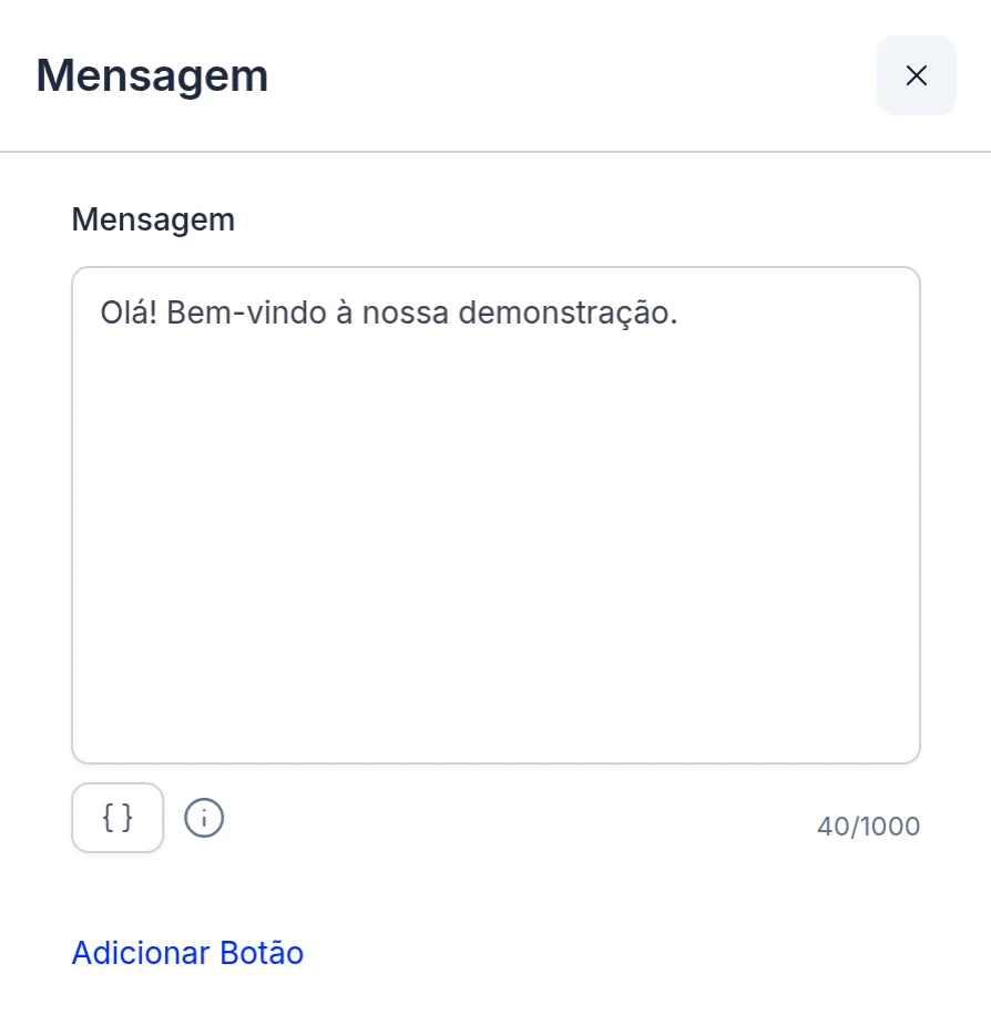 Configuração do bloco Mensagem