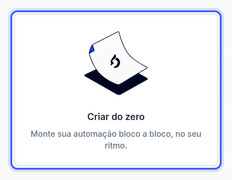 Opção Criar do zero na tela inicial da automação