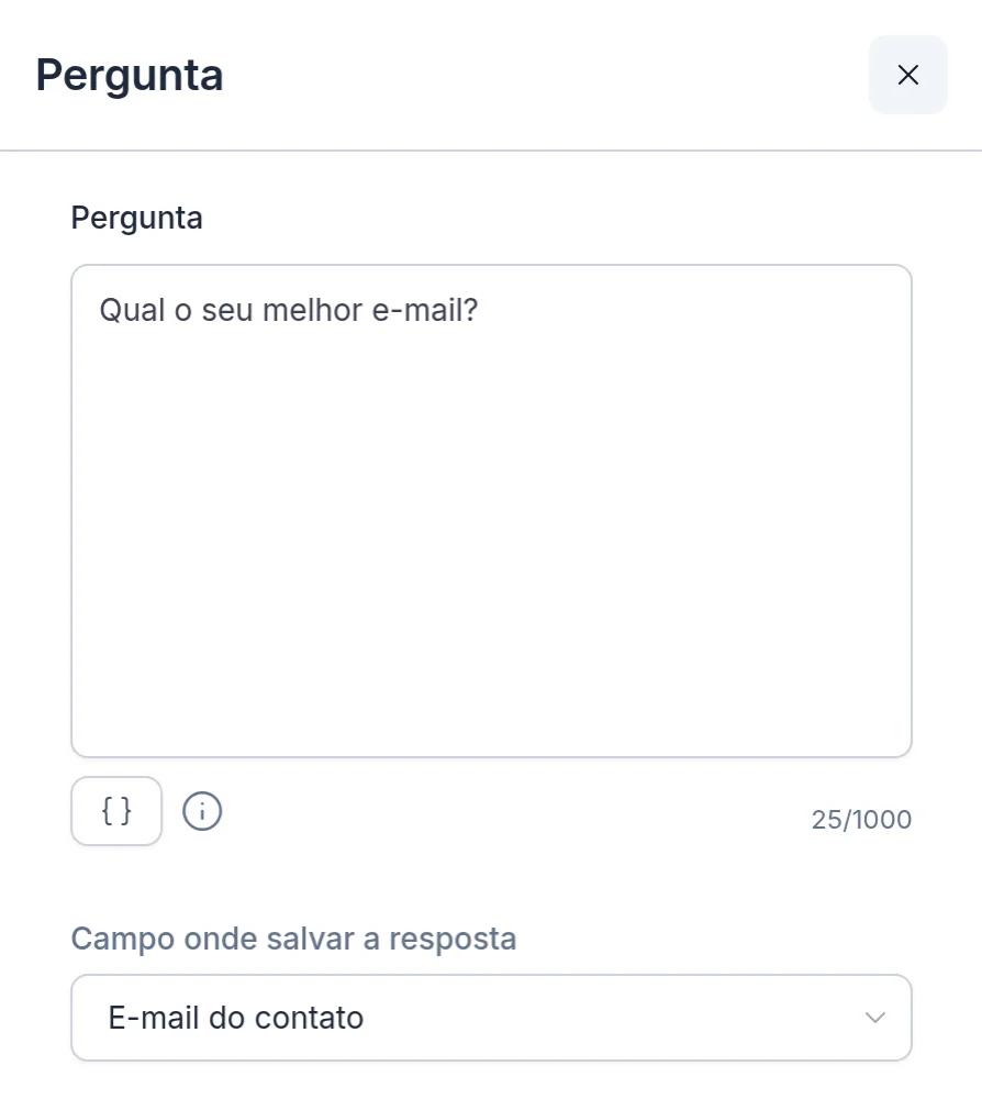 Configuração do bloco Pergunta