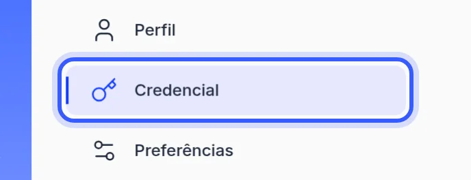 Item Credencial no menu de Minha Conta