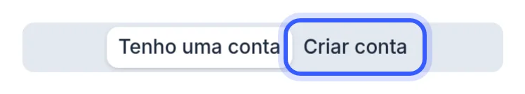 Abas Tenho uma conta e Criar conta na página do convite