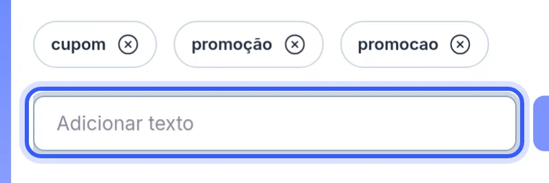 Palavras-chave cadastradas no gatilho