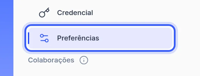 Item Preferências no menu de Minha Conta