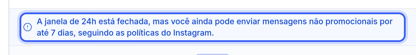 Aviso de agente humano no Instagram após 24 horas