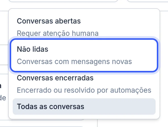 Filtro de status de conversas no Live Chat