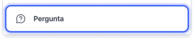 Opção Pergunta no menu Adicionar blocos