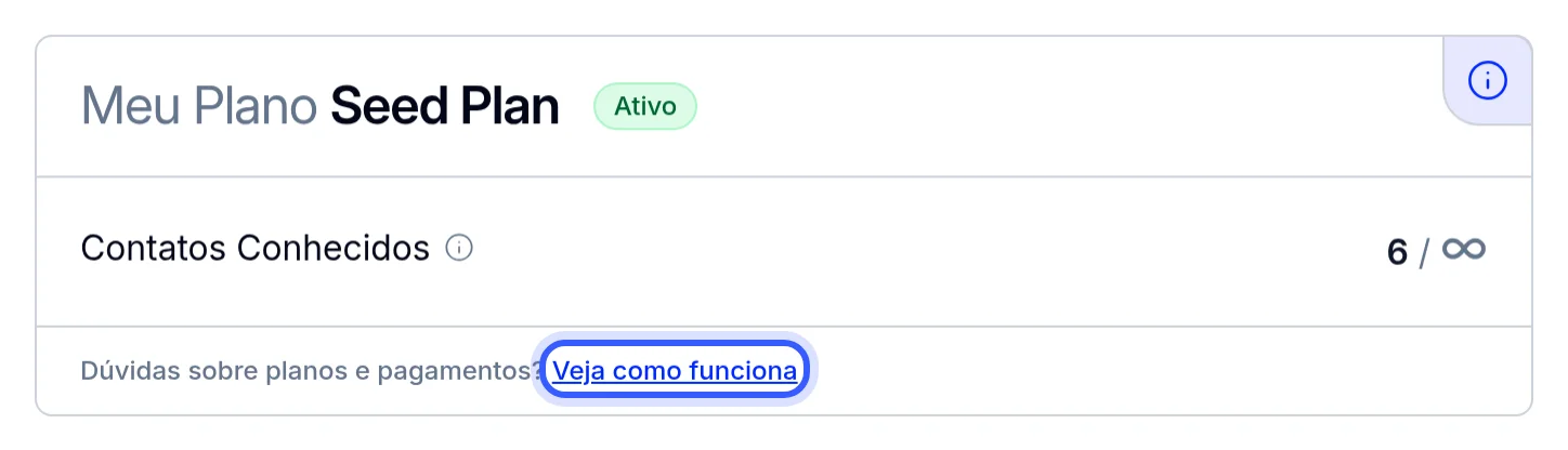 Link Veja como funciona no card Meu Plano