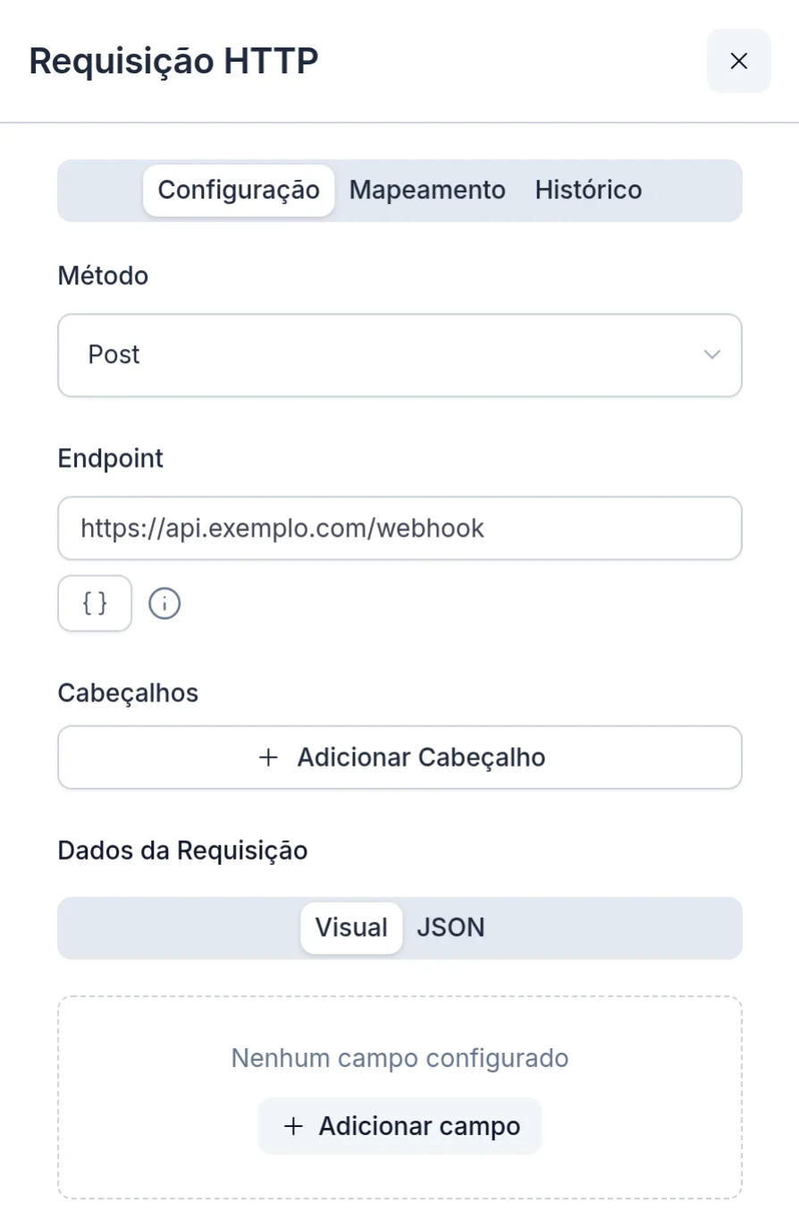 Configuração do bloco Requisição HTTP
