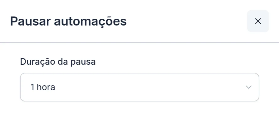 Configuração do bloco Pausar automações