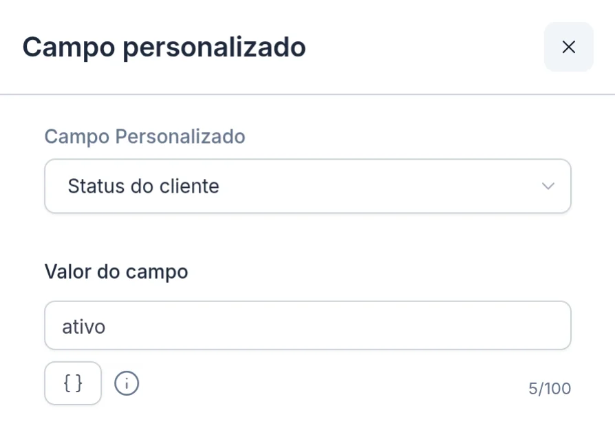 Configuração do bloco Campo personalizado