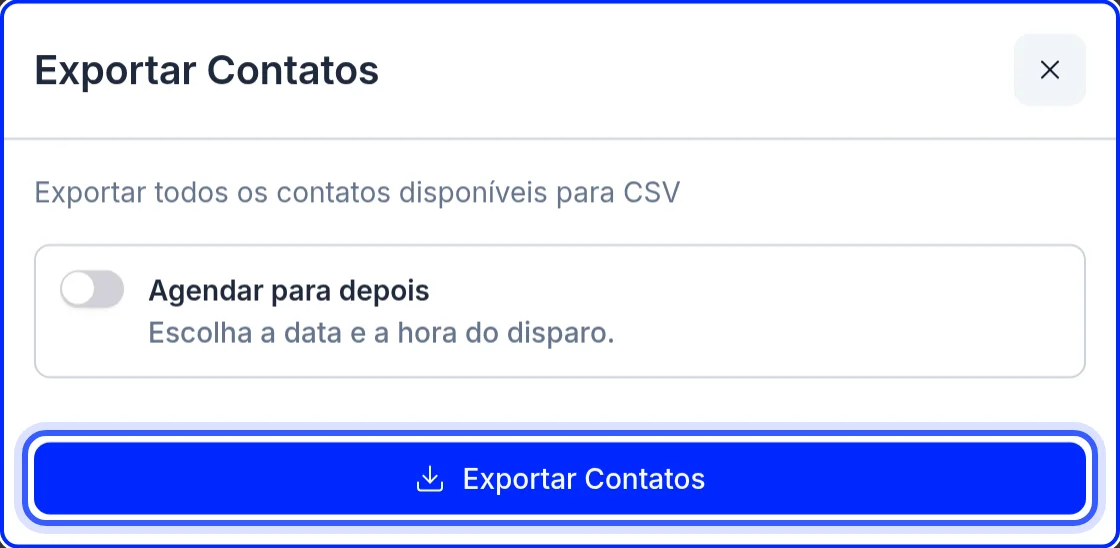Janela Exportar Contatos