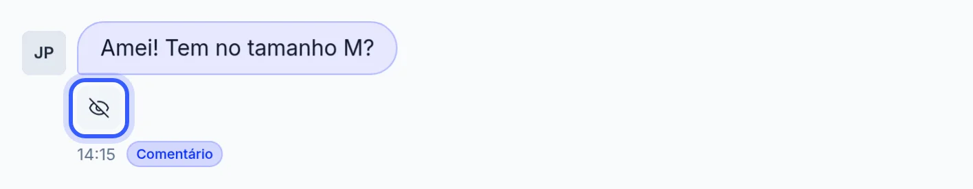 Ação de ocultar comentário no Live Chat