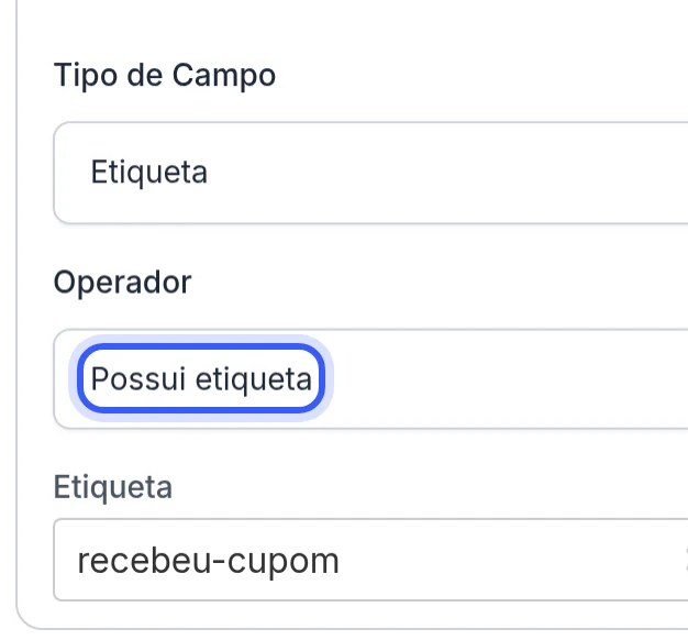 Condicional que verifica a etiqueta recebeu-cupom