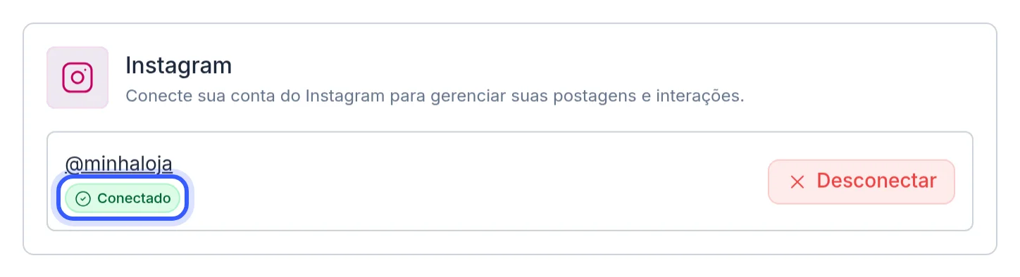 Instagram conectado na página Canais