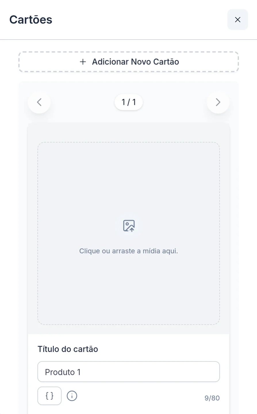Configuração do bloco Cartões