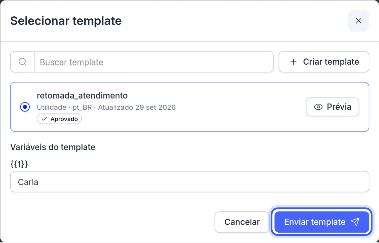 Seleção de template e preenchimento de variáveis