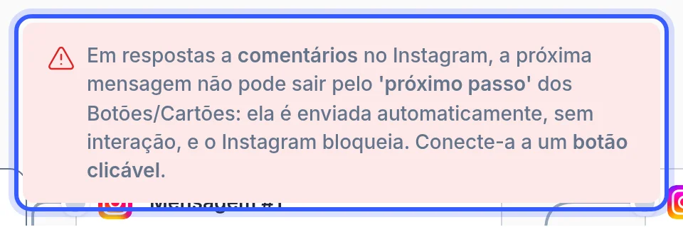 Aviso do editor sobre a próxima mensagem saindo do próximo passo