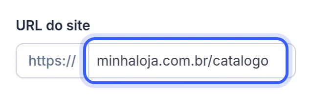 Campo URL do site do botão