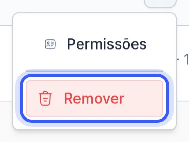Opção Remover no menu do membro