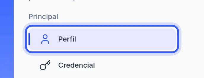 Item Perfil no menu de Minha Conta