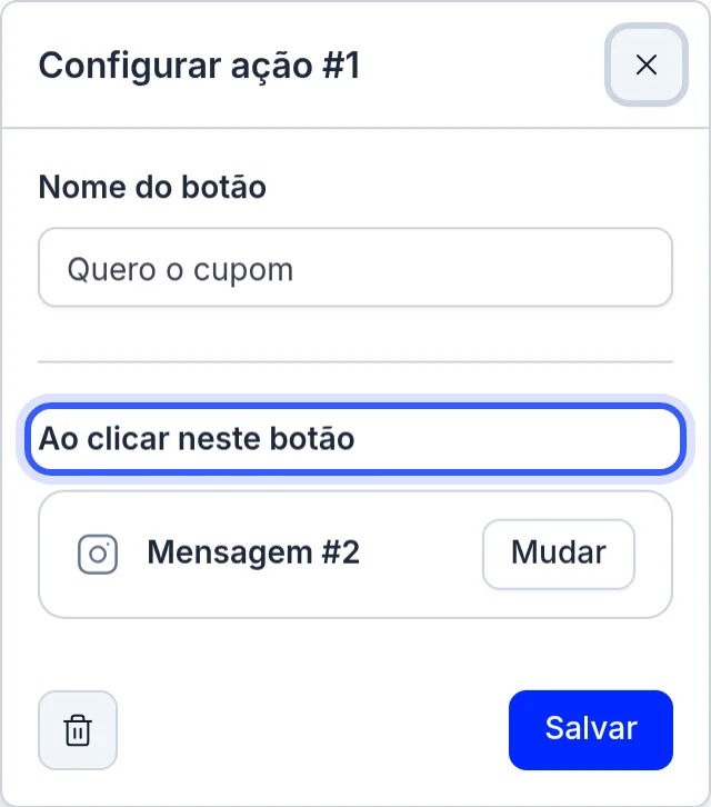 Botão sem link na primeira mensagem