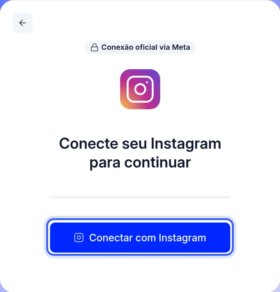 Botão Conectar com Instagram na tela de cadastro